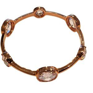 Lauren G Adams Gold Tone Bangle Bracelet with  Cut Rhinestone Accents